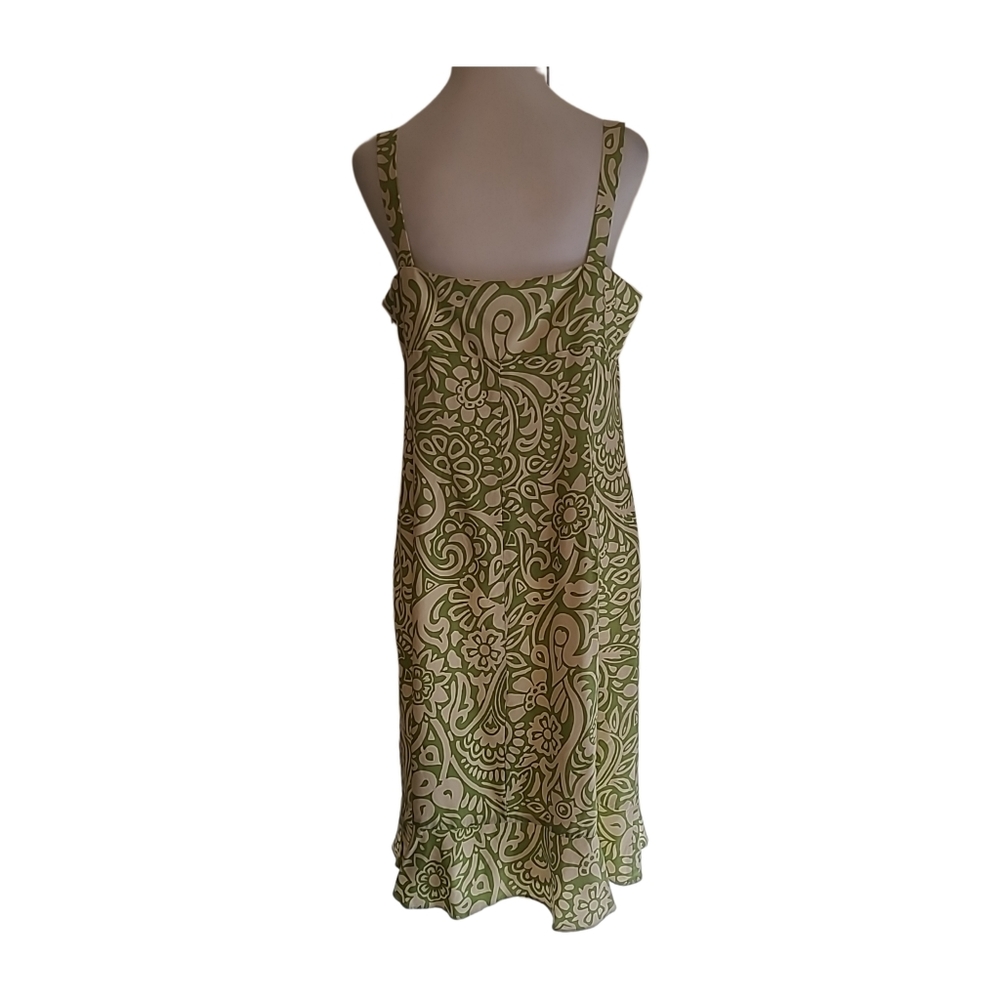 Ann Taylor White Green Floral Sleeveless Silk Dress V-Neckline Lined Sz 12 EUC - Picture 2 of 8
